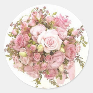 Boda rosa Pegatinas del sello para sobres Bouquet