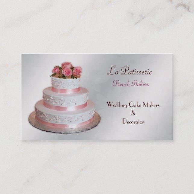 boda rosa plateado Cake Fabrica tarjetas de negoci (Anverso)