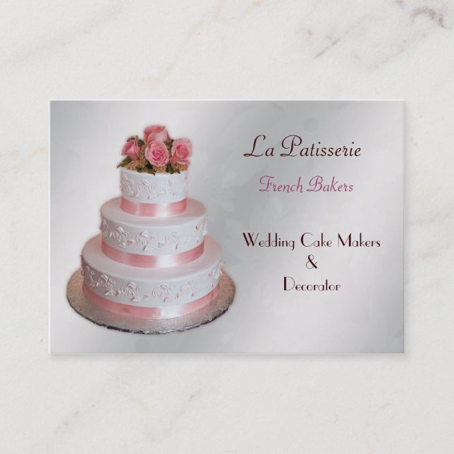 boda rosa plateado Cake Fabrica tarjetas de negoci (Anverso)