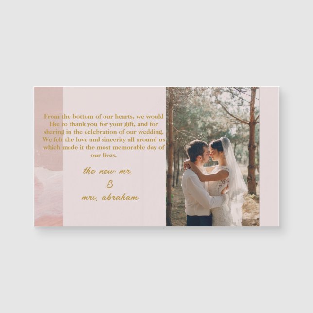 Boda rosa y Neutral Moderno Elegante gracias (Anverso)