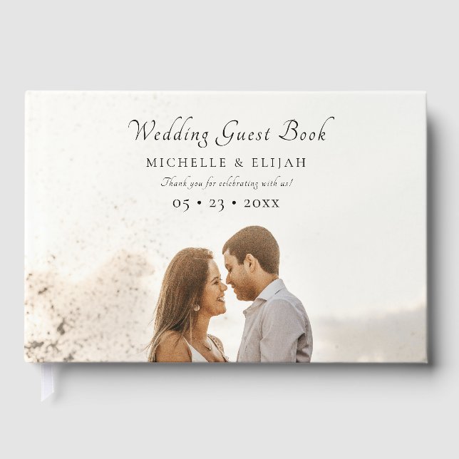 Boda rosado elegante con guión de foto libro de in (Anverso)