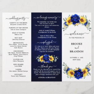 Boda Royal Blue Sunflower Tarjeta de programa trip