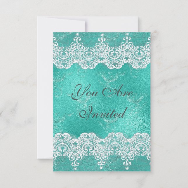 Boda Royal Invitación Mint Blue & Lace (Anverso)
