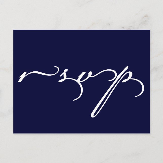 Boda RSVP azul de la marina de postales (Anverso)