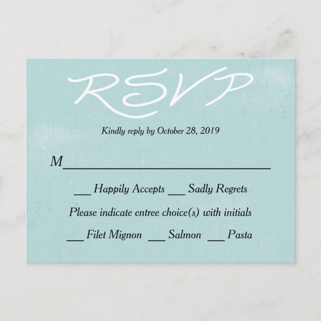 Boda RSVP Azul Grunge Vintage / postal Fiesta (Anverso)