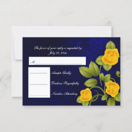 Boda RSVP azul oscuro y rosa amarillo