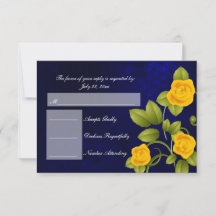 Boda RSVP azul oscuro y rosa amarillo