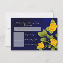 Boda RSVP azul oscuro y rosa amarillo