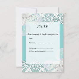 Boda RSVP azul y encaje personalizado