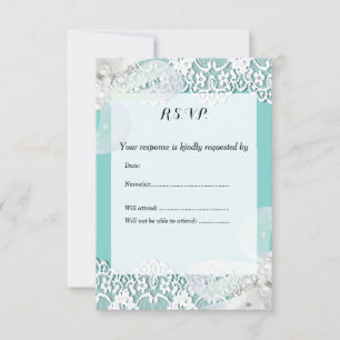 Boda RSVP azul y encaje personalizado