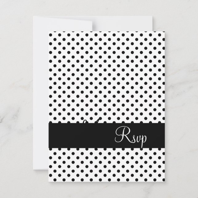 Boda RSVP Back Polka Dots Monogramas Nombres (Anverso)