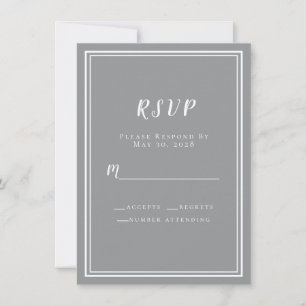Boda RSVP Blanco Gris Simple Minimalista moderno