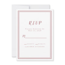 Boda RSVP Blanco y Rosa Polvoriento Simple Minimal
