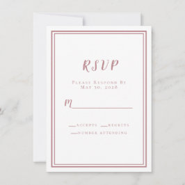 Boda RSVP Blanco y Rosa Polvoriento Simple Minimal