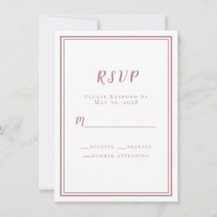 Boda RSVP Blanco y Rosa Polvoriento Simple Minimal