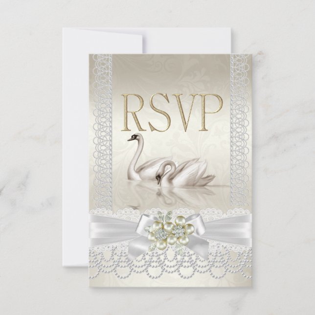Boda RSVP Cánones Perla Blanca Damasco (Anverso)