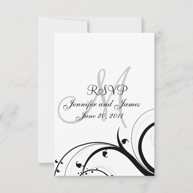 Boda RSVP Card Swirls para Invitación Cuadrada (Anverso)