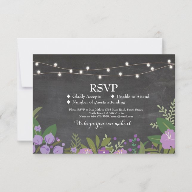 Boda RSVP Cartas florales de charla rusa invita a (Anverso)