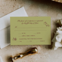Boda RSVP Chartreuse Borgoña Ilustrada