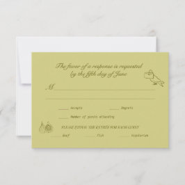 Boda RSVP Chartreuse Olive Illustrated