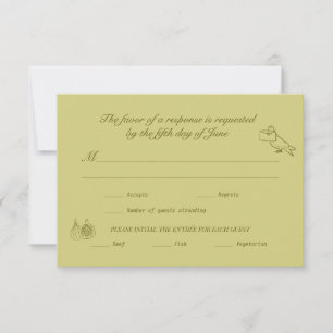 Boda RSVP Chartreuse Olive Illustrated
