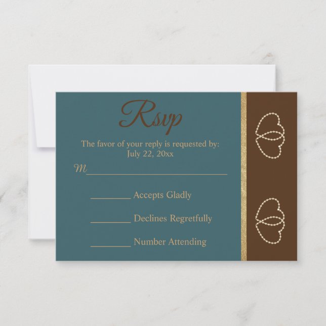 Boda RSVP Chocolate Brown y oscuro Verde azulado (Anverso)