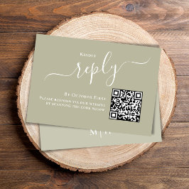 Boda RSVP Código QR Elegante Sage Verde