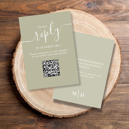 Boda RSVP Código QR Elegante Sage Verde