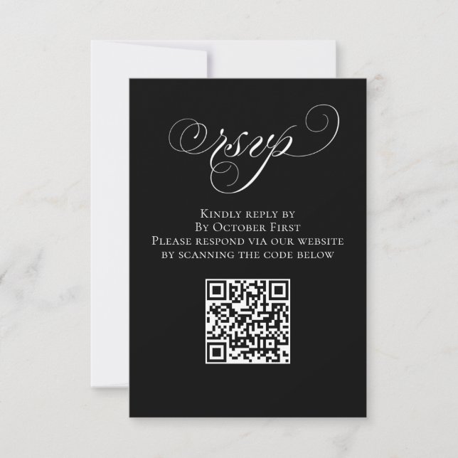 Boda RSVP Código QR Negro y Blanco (Anverso)