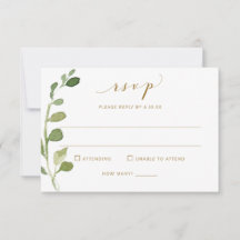 Boda RSVP con elección de comida y eucalipto de ca