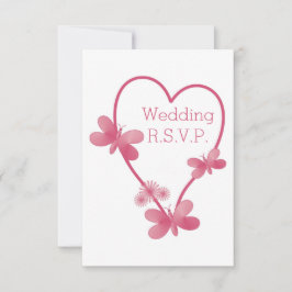 Boda RSVP Corazón Rosa Y Mariposas