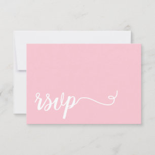Boda RSVP de caligrafía simple rosa y blanca