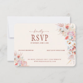 Boda RSVP de código QR floral de Rubor Peach