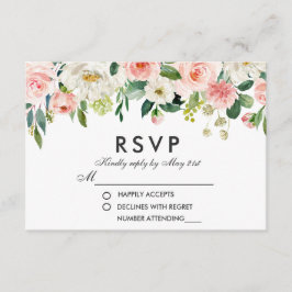 Boda RSVP de color blanco rosado y floral