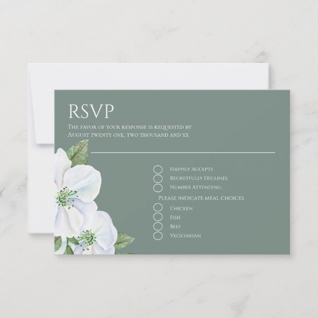 Boda RSVP de flor de manzana blanca (Anverso)