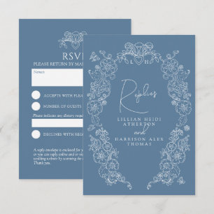 Boda RSVP de floración de monograma gris medio