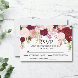 Boda RSVP de floración rosa de Rubor en Borgoña