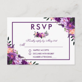Boda RSVP de Floral púrpura ultra violeta