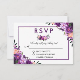Boda RSVP de Floral Púrpura Ultra Violeta PFP