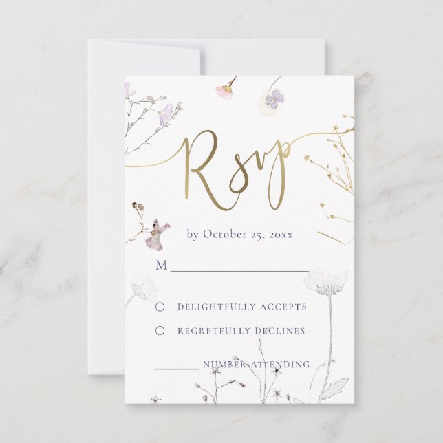 boda RSVP de flores silvestres (Anverso)