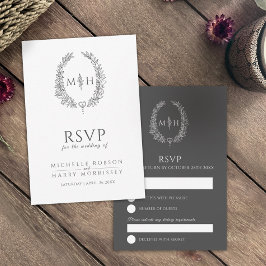 Boda RSVP de hoja dibujada a mano gris oscuro