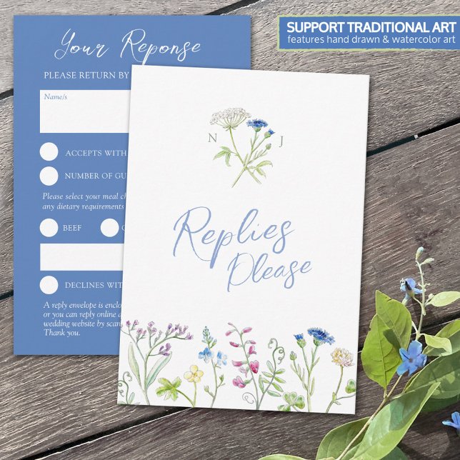 Boda RSVP de la acuarela de flores silvestres de l (Subido por el creador)