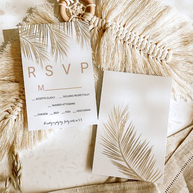 Boda RSVP de la flauta palmera dorada moderna (Subido por el creador)