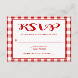 Boda RSVP de los Cheques Rojos, Fiesta Gingham Pla