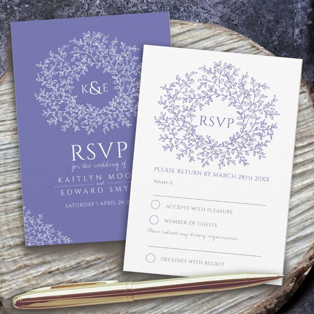 boda RSVP de monograma hoja dibujado a mano (Subido por el creador)