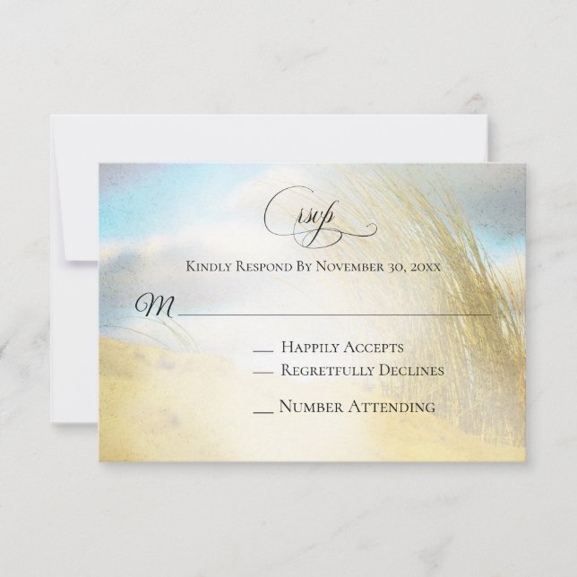 *~* Boda RSVP de Photo Soft Dune Beach Grass (Anverso)