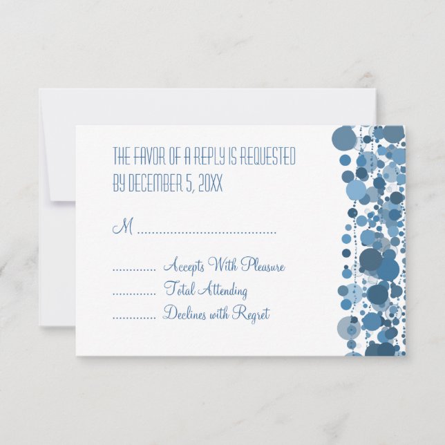 Boda RSVP de puntos modernos azul (Anverso)
