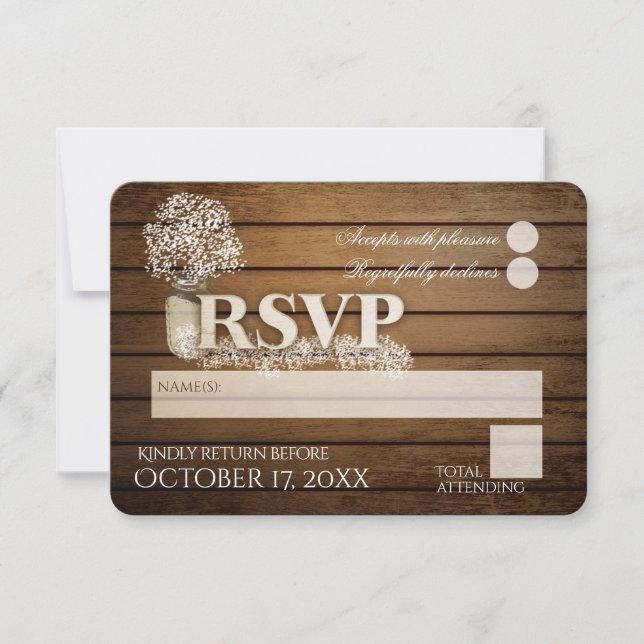 Boda RSVP de RSVP por amor a la vejiga rústica (Anverso)