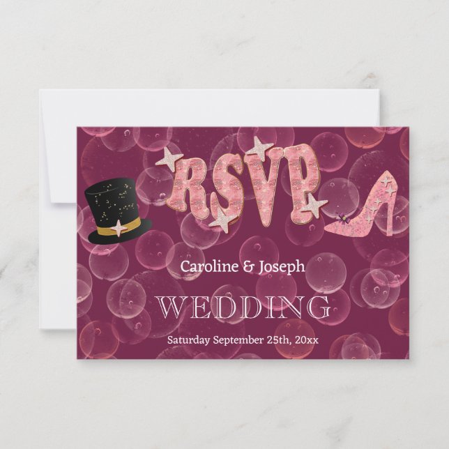 Boda RSVP de sombrero superior de moda y zapato de (Anverso)