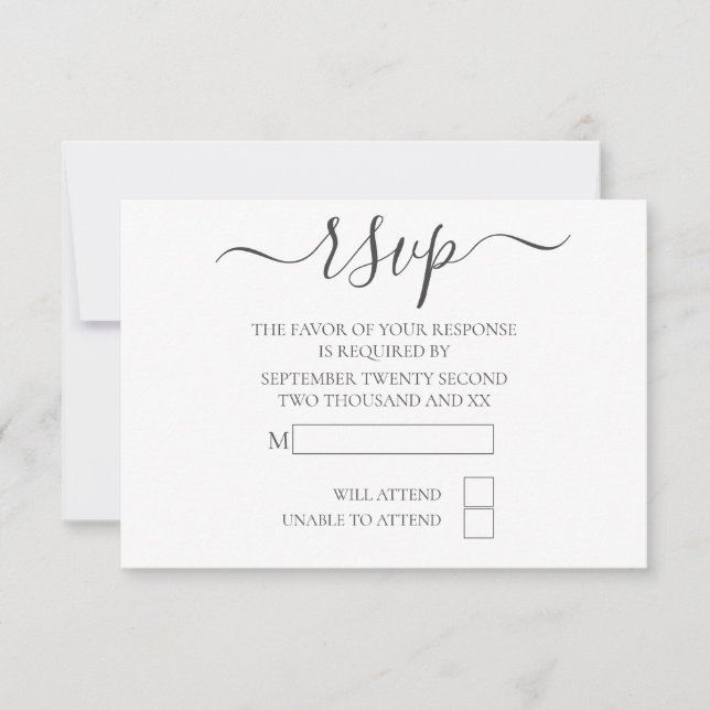 Boda RSVP de tipografía simple y elegante (Anverso)